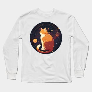 Cat Beautiful Moon - Playful Lunar Cat Moon and Stars Long Sleeve T-Shirt